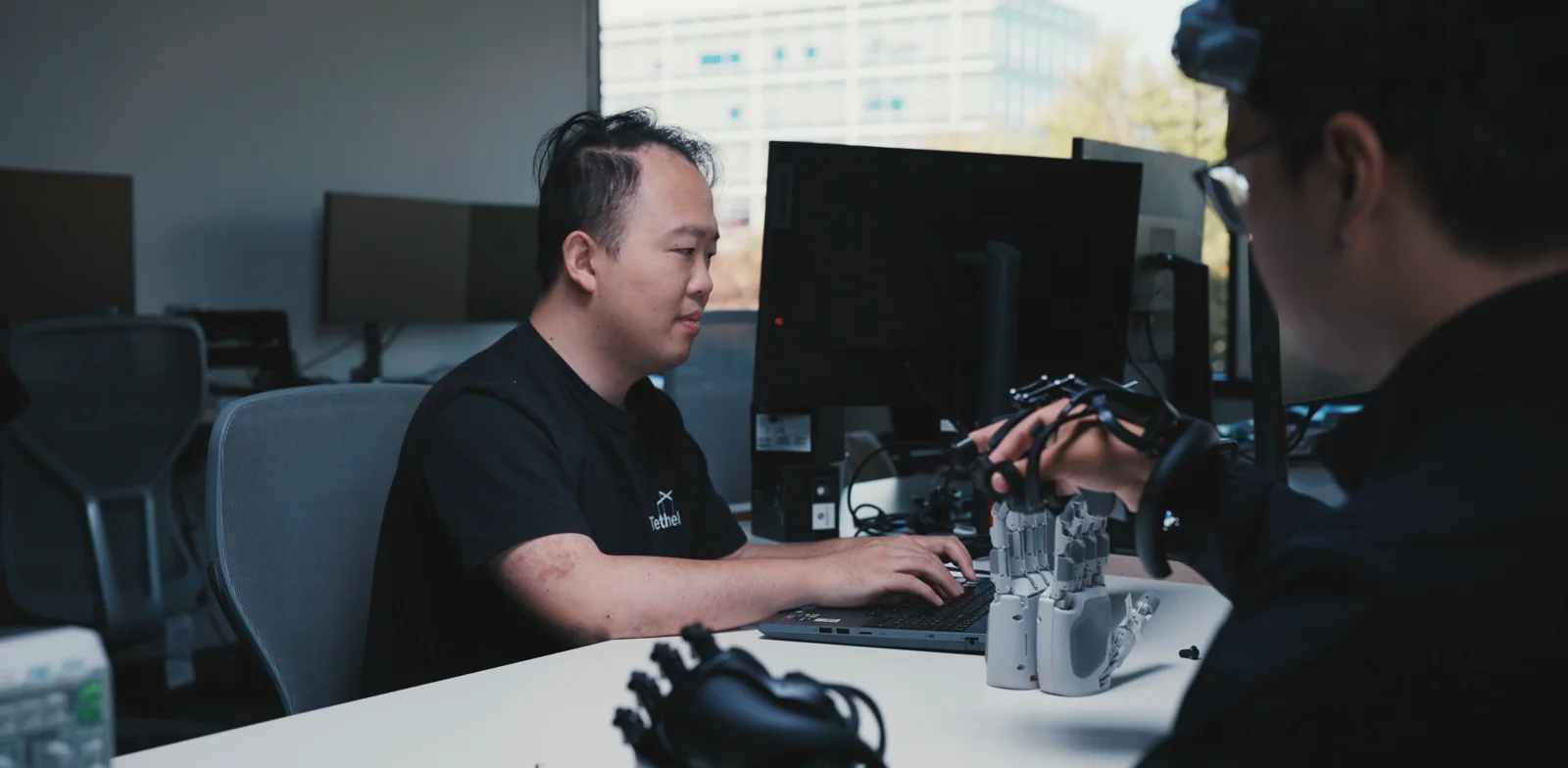 Engineers at work in the Chestnut office with Aero Hands and Aero UMI on the desk.