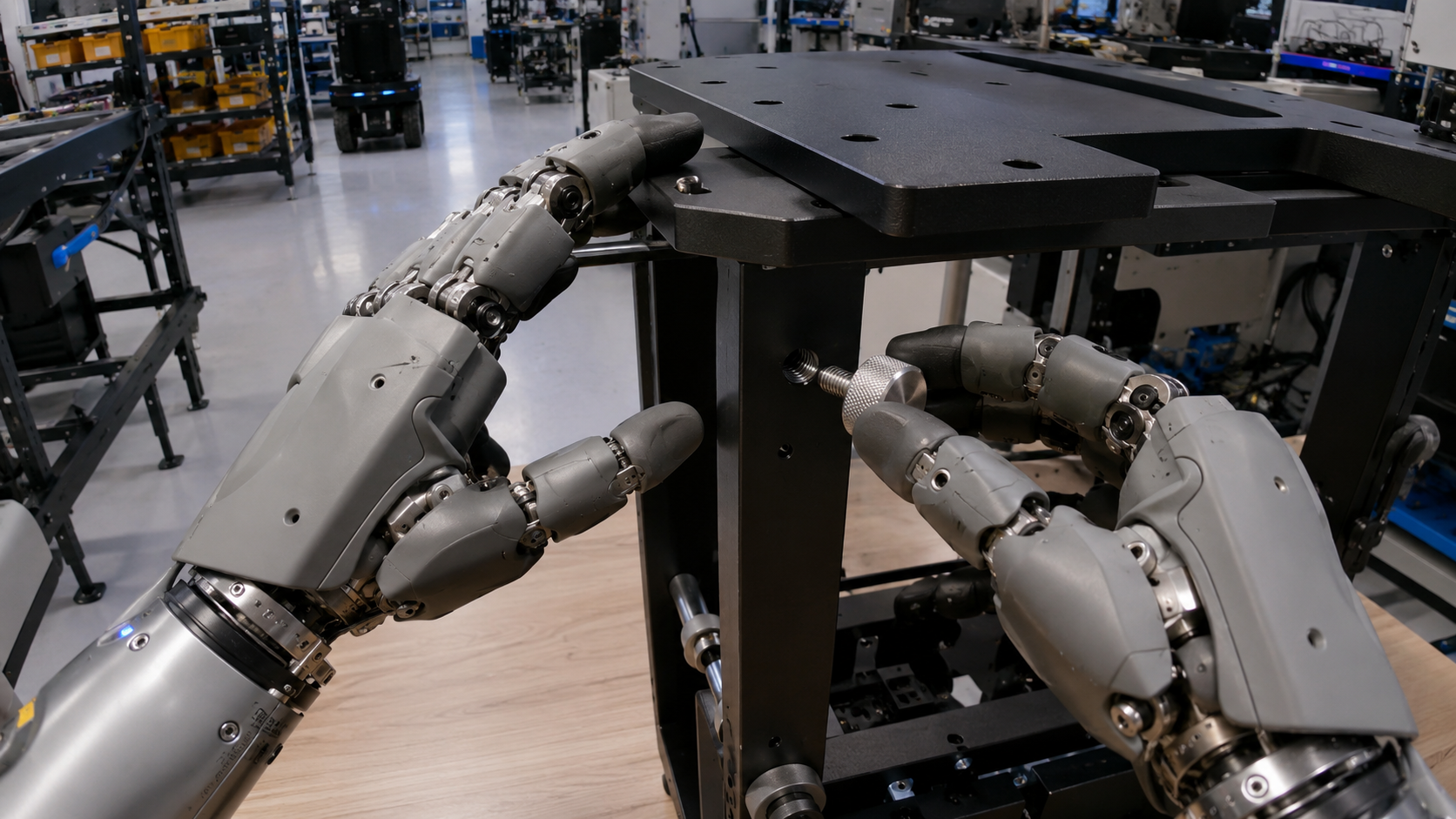 Aero Hand assembling a panel on a factory line