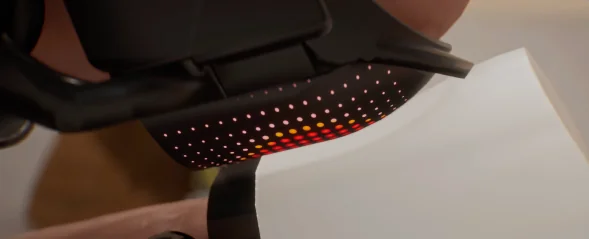 The tactile sensing array on Aero UMI lighting up during contact.